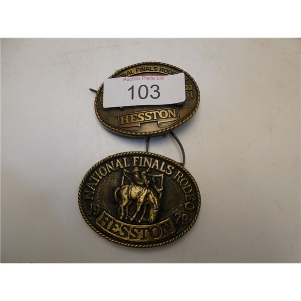 NFR Hesston belt buckles 1979, 1981