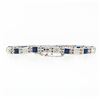 Image 2 : Antique Art Deco 18k Gold 1.10 ctw European Diamond & Syn. Sapphire Line Bracele