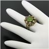 Image 7 : Vintage 14K Yellow Gold 2.43 ctw Oval Peridot Diamond & Black Enamel Halo Ring