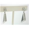 Image 3 : Geometric 18K White Gold Graduated Diamond Black Onyx Inlay Dangle Earrings