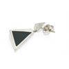 Image 5 : Geometric 18K White Gold Graduated Diamond Black Onyx Inlay Dangle Earrings