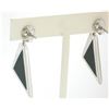 Image 6 : Geometric 18K White Gold Graduated Diamond Black Onyx Inlay Dangle Earrings