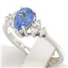 Image 4 : 14K White Gold .93 ctw Pear Cut Solitaire Tanzanite & Round Diamonds Accents Rin