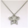 Image 3 : NEW 14K White Gold 16" 0.64 ctw Round Baguette Diamond Open Star Pendant Necklac