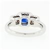 Image 8 : 18K White Gold 1.70 ctw AGL Emerald Step Cut Royal Blue Sapphire & Diamond Ring