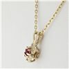 Image 4 : Petite 14K Yellow Gold 0.10 ctw Ruby & Diamond Flower Cluster Pendant & 16" Chai