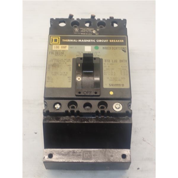 Square D #FAL36100 100 AMP Circuit Breaker