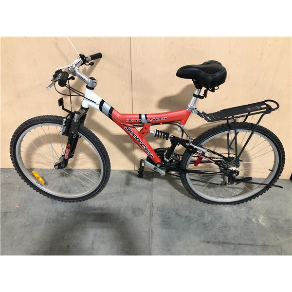RED SUPERCYCLE FULL SUSPENSION 24 SPEED MOUNTAIN BIKE