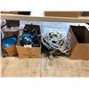 Image 1 : LOT OF ASSORTED TUBING, 2 PROFLO WATER HEATER SAFETY TANKS, WALL MOUNTED HOSE HANGERS, 4" ADJUSTABLE