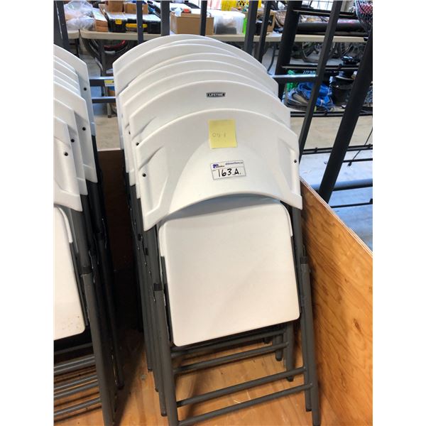 8 LIFETIME WHITE PLASTIC FOLDING SIDE CHAIRS