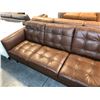 Image 3 : NATUZZI EDITIONS BROWN LEATHER 3 PERSON SOFA 82" X 36"