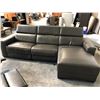 Image 2 : NATUZZI EDITIONS GREY LEATHER 3 PERSON ELECTRIC RECLINER SECTIONAL SOFA 120" X 70"