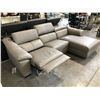 Image 2 : NATUZZI EDITIONS LIGHT GREY LEATHER 3 PERSON ELECTRIC RECLINER SECTIONAL SOFA 110" X 70"