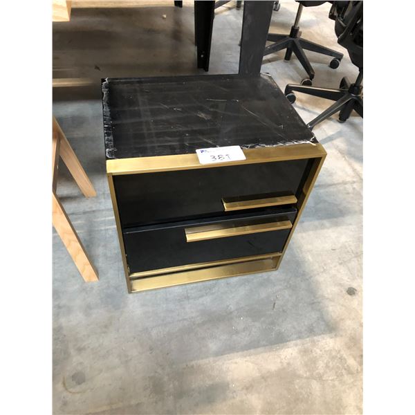 BLACK AND GOLD DETAILED 2 DRAWER SIDE TABLE