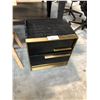 Image 1 : BLACK AND GOLD DETAILED 2 DRAWER SIDE TABLE