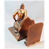 Image 9 : Cast iron buffalo bookends and metal Indian scout bookends, 6 ½" x 4" and 7" x 5"