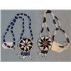 Image 1 : (2) beaded necklaces w/medallians, 1 w/ cobalt beads, 16" and 14"