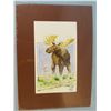 Image 1 : Bull Moose watercolor, 8" x 5", signed C S inside circle lower right, attributed to O. C. Seltzer