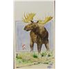 Image 2 : Bull Moose watercolor, 8" x 5", signed C S inside circle lower right, attributed to O. C. Seltzer