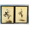 Image 1 : (2) Muller, Dan (1889-1977) original drawings, Bronc Riders, 14 ½" x 10 ½" each