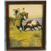 Image 2 : 3 pcs.: Remington, Frederic framed print, 12" x 8 ½"; Palenske, R. H. etching, 7" x 6", Ride 'em Cow