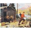 Image 2 : Goodwin, Philip R. print, Grizzly In Camp, 16" x 20", framed