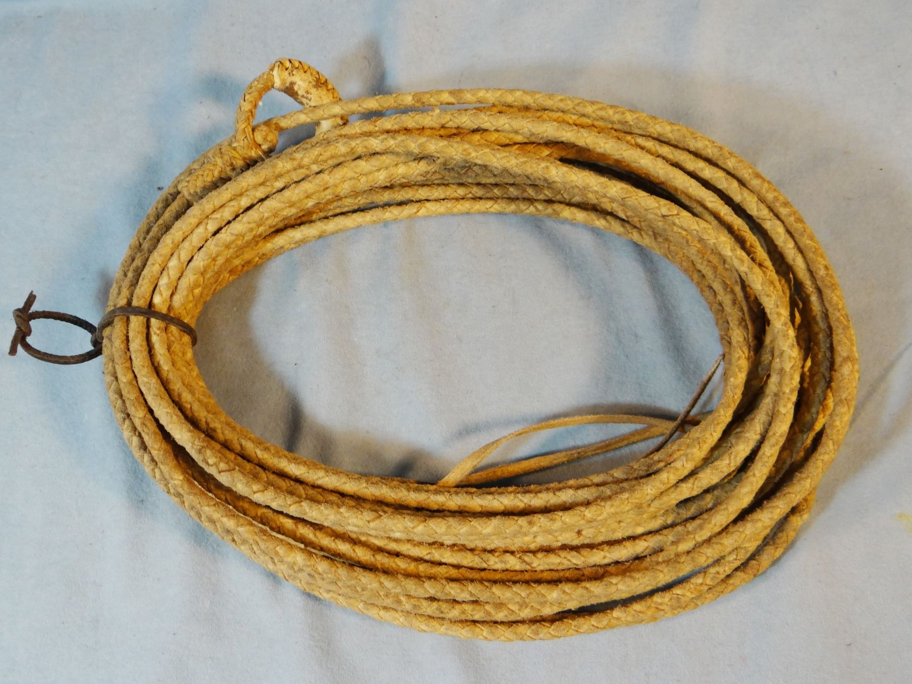 Rawhide riata, 42', shows that it has been used, hondo intact