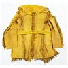 Image 11 : Canvas and buckskin fringed/ trimmed jacket, w/canvas and fancy stitched leggings, tag reads Kalamaz