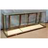 Image 2 : Slant front show case, table top model, by Treger Bros., sliding back doors, 48" w x 18" h x 12" d, 