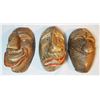 Image 1 : (3) carved wood masks, 11" x 6 " each