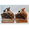 Image 2 : (2) sets of bookends: Metal cowboy ,  5 ½" x 5" & resin cowboy, 5 ½" x 4 ½"