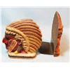 Image 14 : (3) sets Warbonnet bookends: cast iron & resin, 6" x 5 ¾" and 5" x 4"