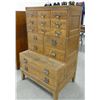 Image 2 : Oak Y & E step-down file cabinet, 15 drawers, quarter sawn, 52" h x 25" x 33", brass hardware, excel