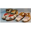 Image 1 : (2) pair of moccasins: child's full beaded, 7 ½" and adult 9 ½" full beaded, missing some beads