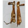 Image 1 : 2 pcs: Heiser flower tooled headstall w/chromed heart conchos and fancy older headstall w/fancy star