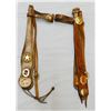 Image 6 : 2 pcs: Heiser flower tooled headstall w/chromed heart conchos and fancy older headstall w/fancy star