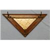 Image 1 : Oak triangle hat rack w/mirror, 3 hat hooks, mirror has scalloped border, very old