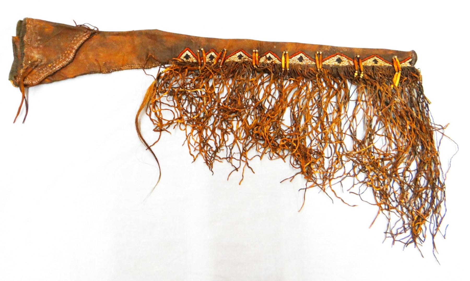 Vintage beaded and fancy fringed rifle scabbard, 37