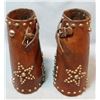 Image 2 : Fancy tooled and studded cowboy cuffs, unmarked