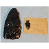 Image 1 : Obsidian 5" knife and 1 ½" point