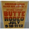 Image 3 : 2 pcs: 1936 Butte, MT rodeo poster, 15" x 44" & hand painted Butte Rodeo logo, 13" x 16"
