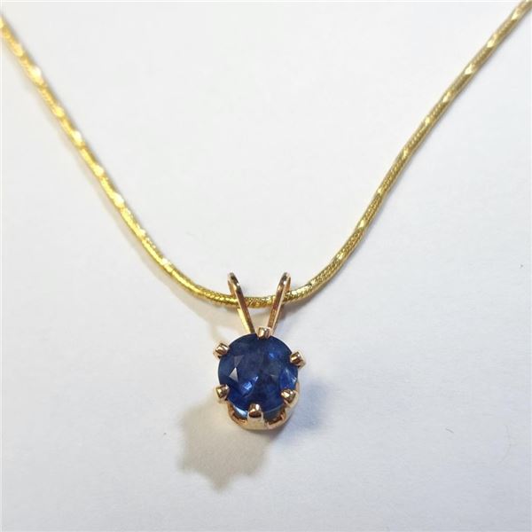 14K Gold Filled Sapphire With Silver Gold Plated Chain 17" (1ct) Necklace, Suggested Retail Value $2