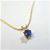 Image 2 : 14K Gold Filled Sapphire With Silver Gold Plated Chain 17" (1ct) Necklace, Suggested Retail Value $2