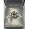 Image 2 : Ladies Silver .45 carat Citrine Solitaire Floral Ring