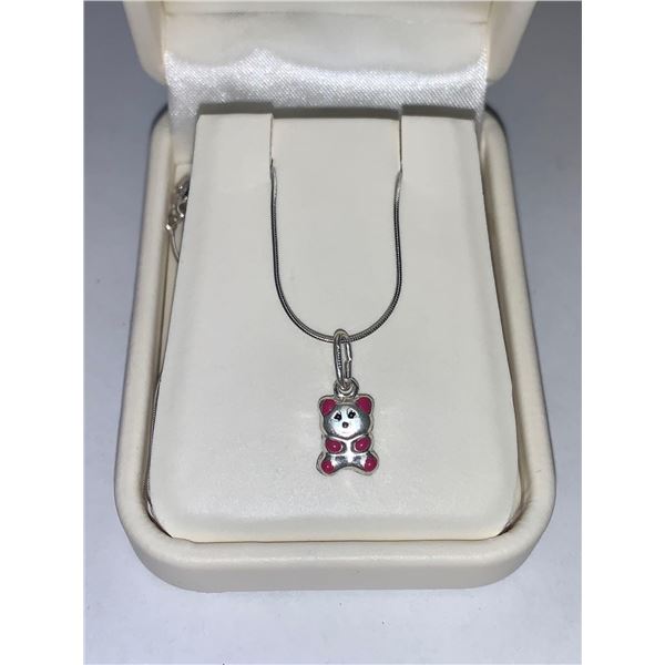 Little Bear .925 Silver Pendant and serpentine Chain Set