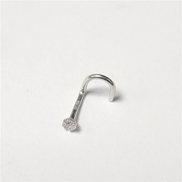 14K White Gold Cubic Zirconia Nose Pin, Suggested Retail Value $120