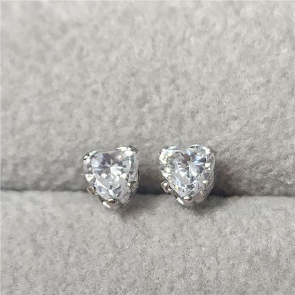 14K White Gold Cz Screwback Earrings, Suggested Retail Value $300
