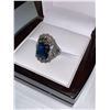 Image 2 : Blue Topaz 2.6 Carat Emerald Cut Solitaire filagree design dress ring size 7