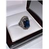Image 3 : Blue Topaz 2.6 Carat Emerald Cut Solitaire filagree design dress ring size 7