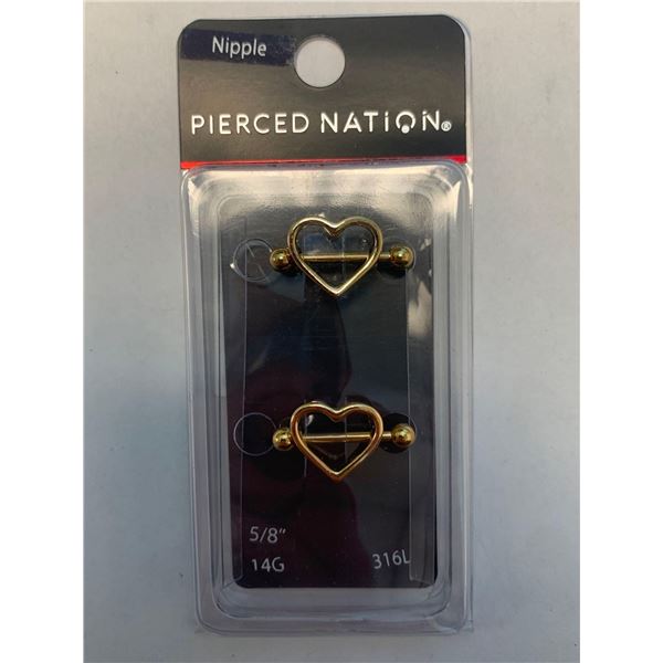 Pierced Nation 14G 5/8" Heart shape nipple rings